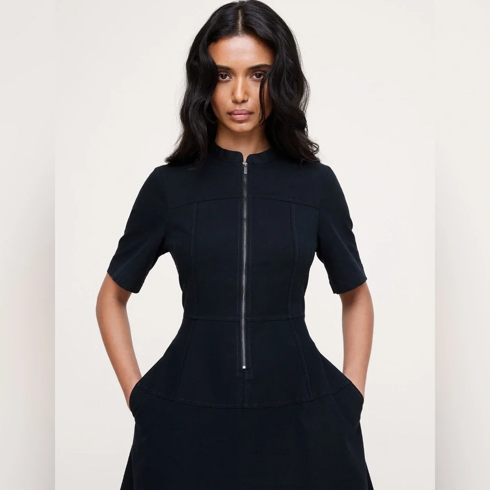 NWT! Banana Republic Black Cotton Canvas Zip-Front Maxi Dress - Multiple Sizes - Picture 2 of 9